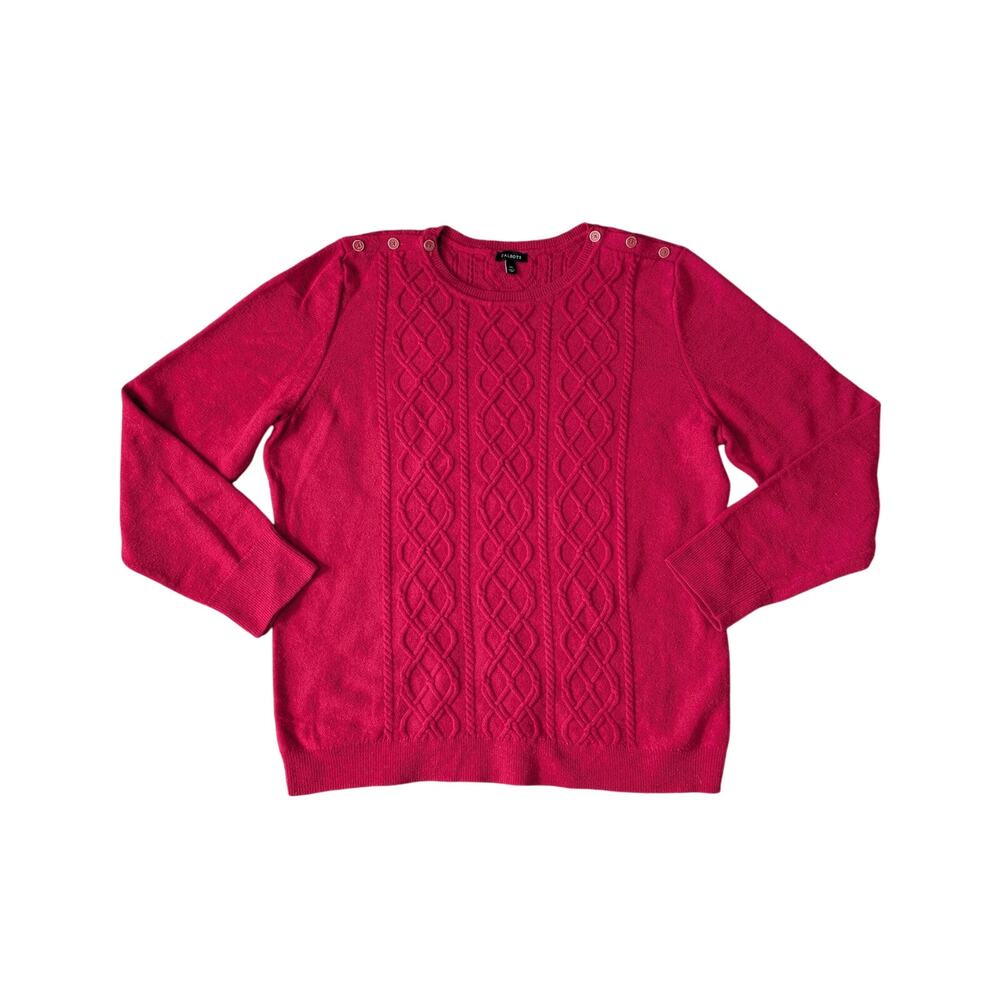 Talbots Cable Knit Sweater XL Red Lambs Wool Blend Old Money Granny Holiday